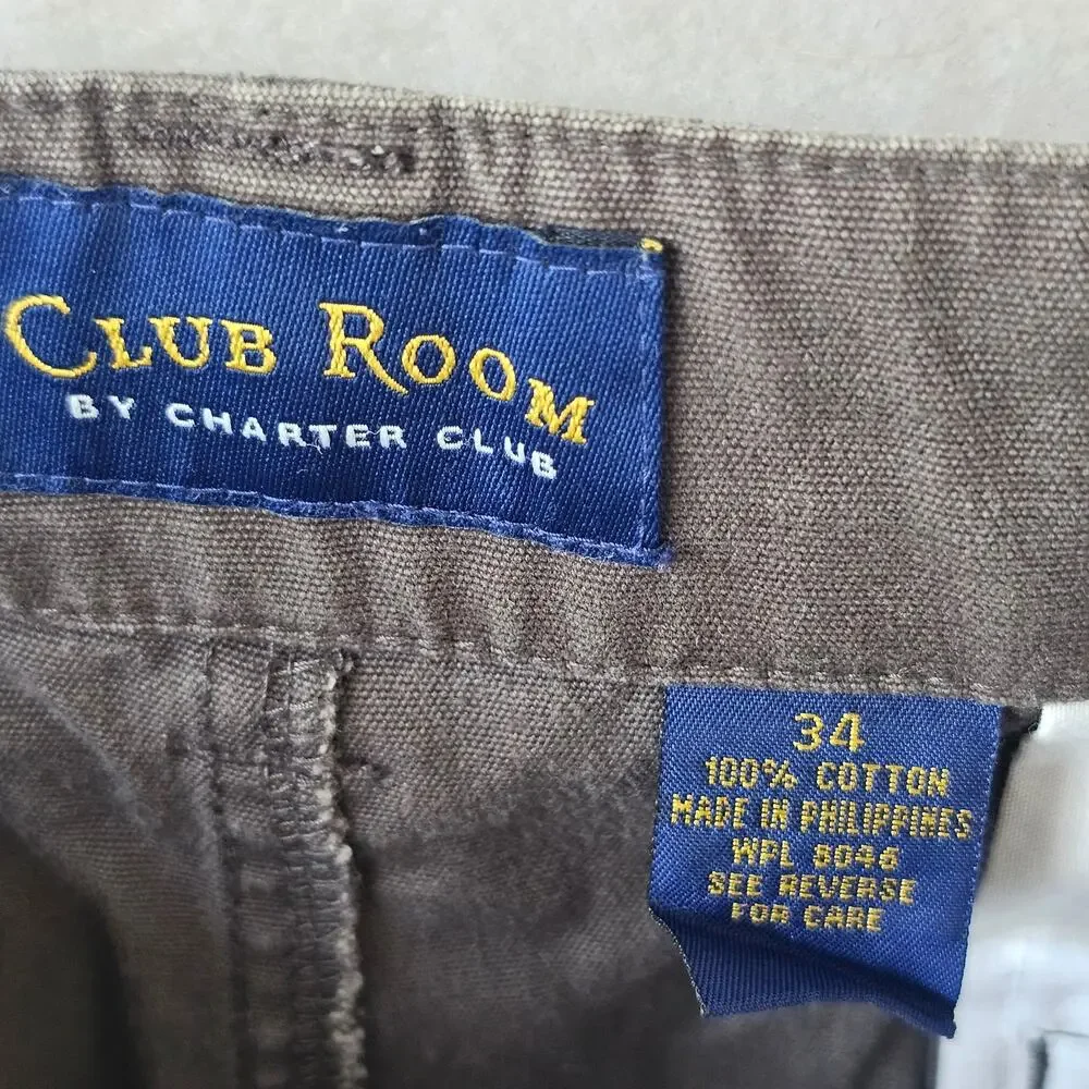 Club Room by Charter Club Men's Gray Cargo Shorts, Size 34